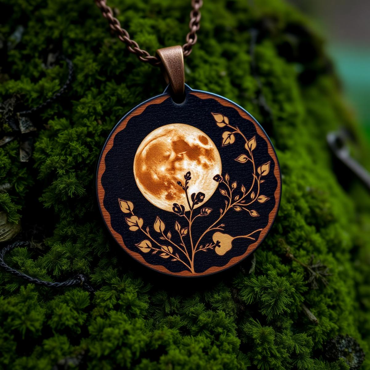 Engraved moon pendant
